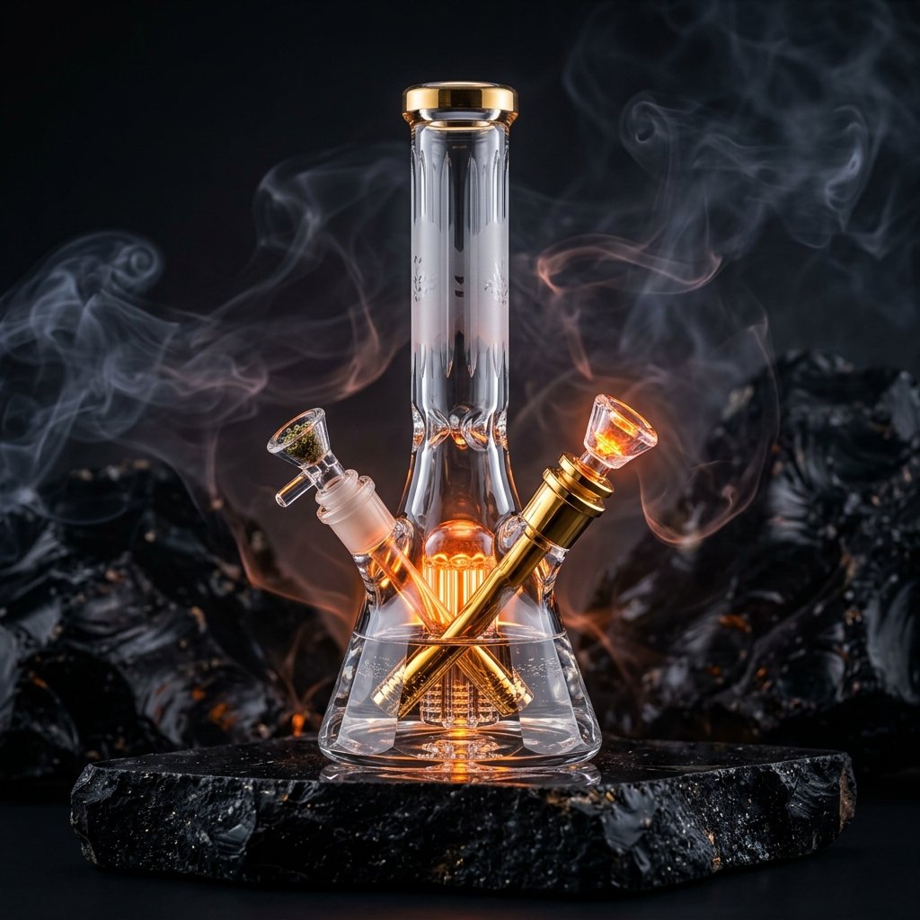 Obsidian Beaker 14 inch Dual Percolator Bong